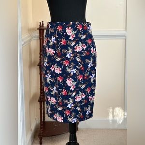 Philosophy Blue Floral Pencil Skirt  w Slit